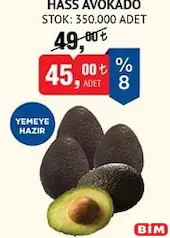 HASS AVOKADO ADET fiyat ve kampanya bilgisi